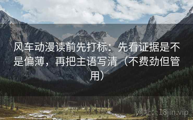 风车动漫读前先打标：先看证据是不是偏薄，再把主语写清（不费劲但管用）