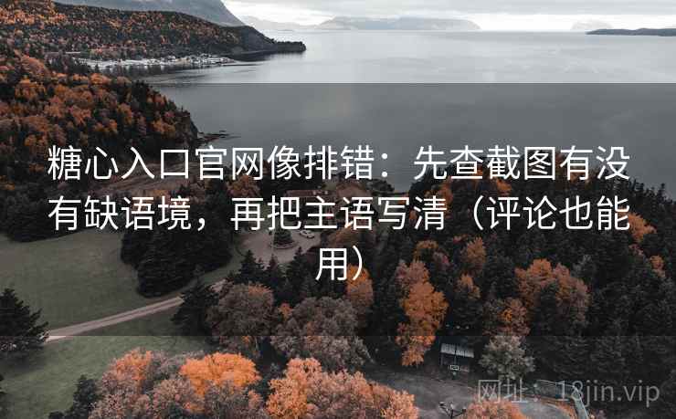 糖心入口官网像排错：先查截图有没有缺语境，再把主语写清（评论也能用）
